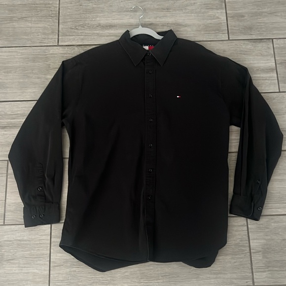 Tommy Hilfiger Washed Black Cotton Button Up Size XL - Picture 1 of 8